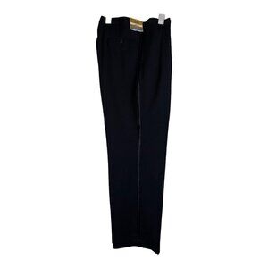 STAFFORD Big Tall Suit Separates Wool Black Dress Pants Satin Stripe